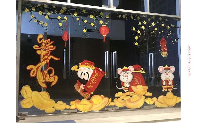 Decal  dán kính ông Thần Tài 